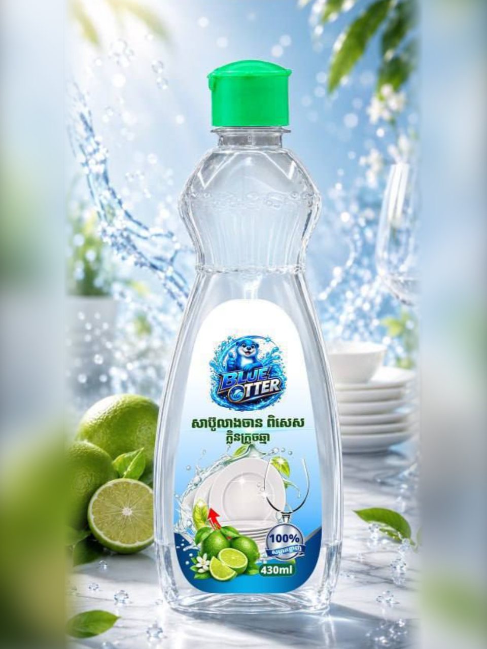 BLUE OTTER Dishwashing Liquid 430ml with limes